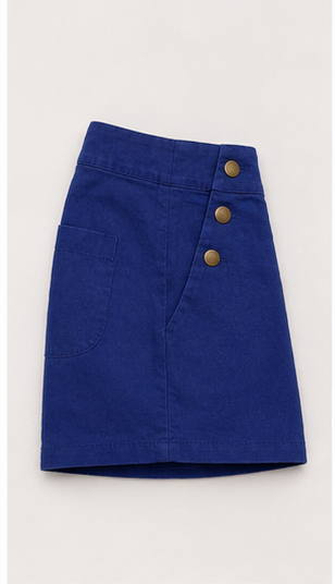 Short de Tiro Alto con Botones Decorativos Azul Rey