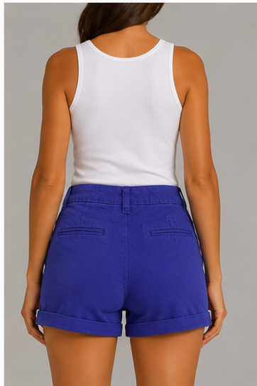 Short de Tiro Alto con Dobladillo Doblado