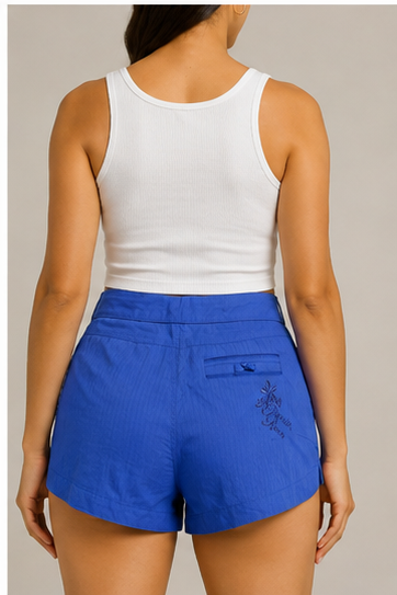 Short Azul Rey con Cintura Alta y Cordón Ajustable