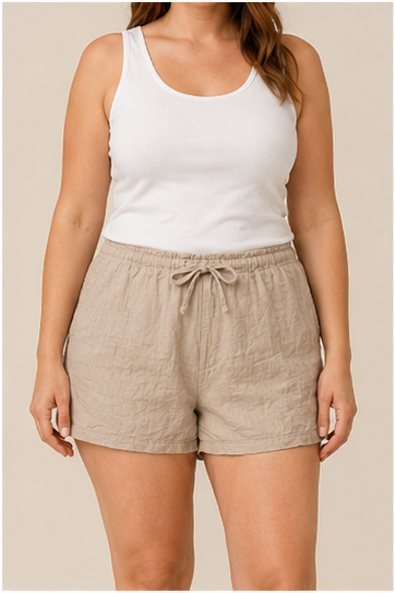 Short Beige Texturizado con Cordón Ajustable