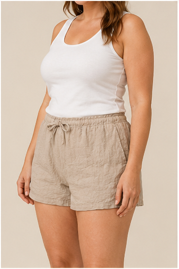 Short Beige Texturizado con Cordón Ajustable