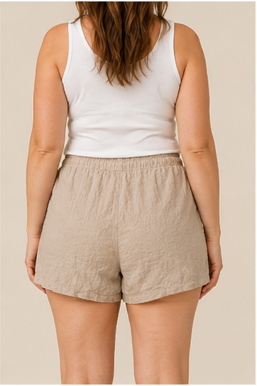 Short Beige Texturizado con Cordón Ajustable