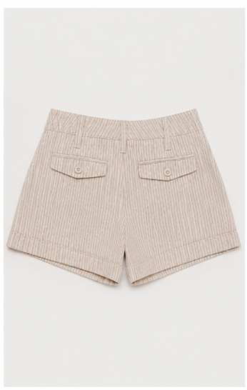 Short de Rayas de Tiro Alto con Bolsillos Laterales