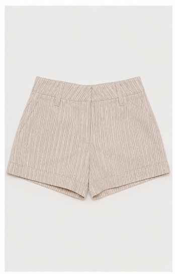 Short de Rayas de Tiro Alto con Bolsillos Laterales