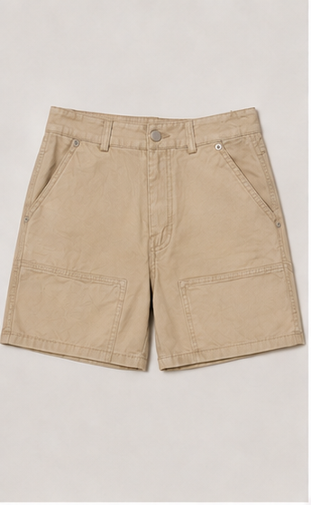 Short Beige de Tiro Alto con Bolsillos