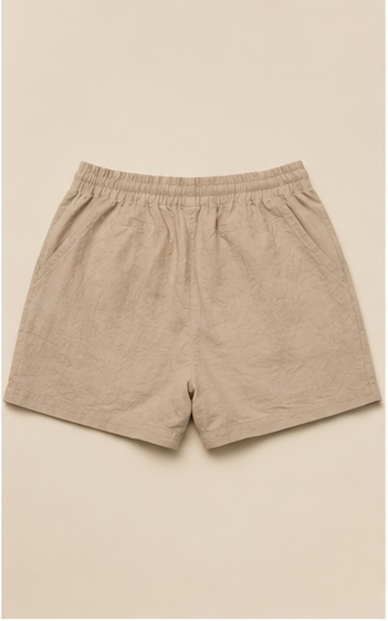 Short Beige de Cintura Elástica con Cordón