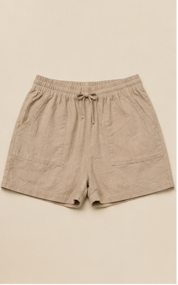 Short Beige de Cintura Elástica con Cordón