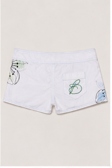 Short Blanco con Estampado Floral