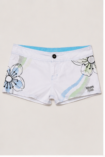 Short Blanco con Estampado Floral