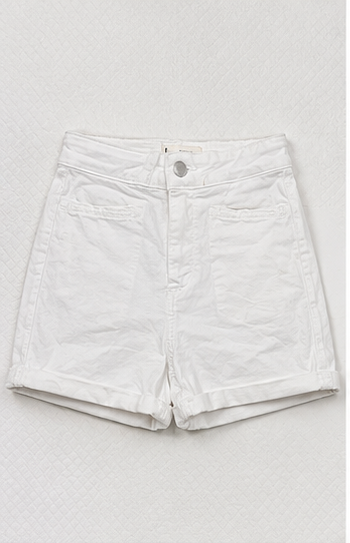 Short de Mezclilla Blanco de Tiro Alto