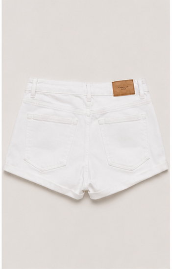 Short Blanco de Mezclilla de Tiro Alto