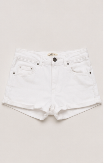 Short Blanco de Mezclilla de Tiro Alto