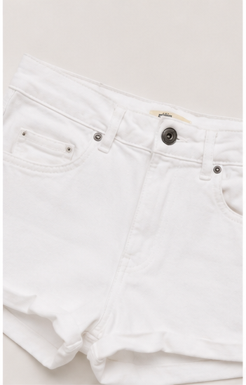 Short Blanco de Mezclilla de Tiro Alto