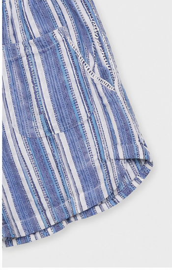 Short de Rayas con Cintura Elástica de Tiro Alto
