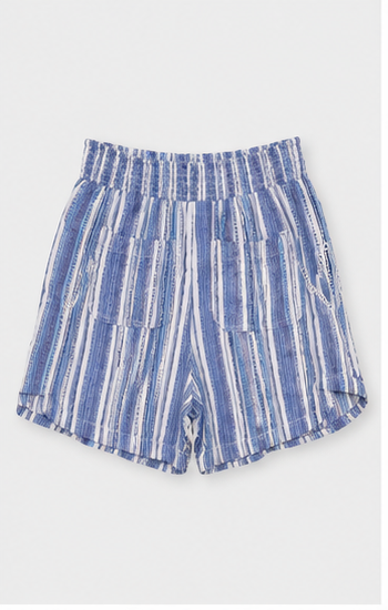 Short de Rayas con Cintura Elástica de Tiro Alto