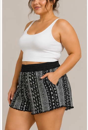 Short Boho Estampado con Cintura Elástica
