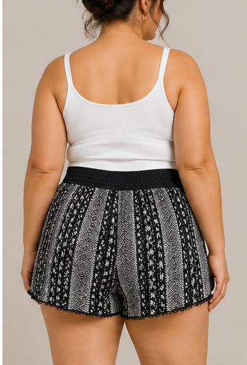 Short Boho Estampado con Cintura Elástica