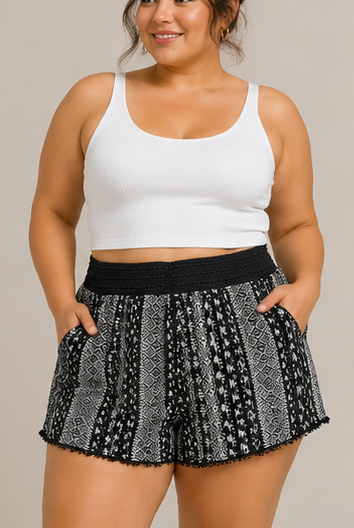 Short Boho Estampado con Cintura Elástica