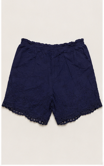 Short Azul Marino con Bordado Floral