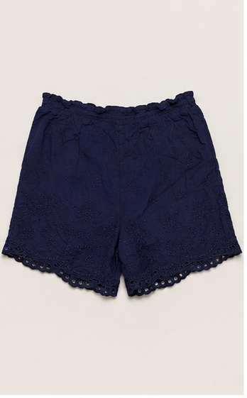 Short Azul Marino con Bordado Floral