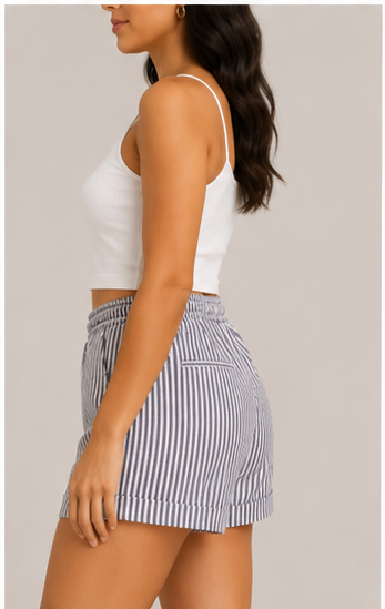 Short Casual a Rayas con Cintura Elástica