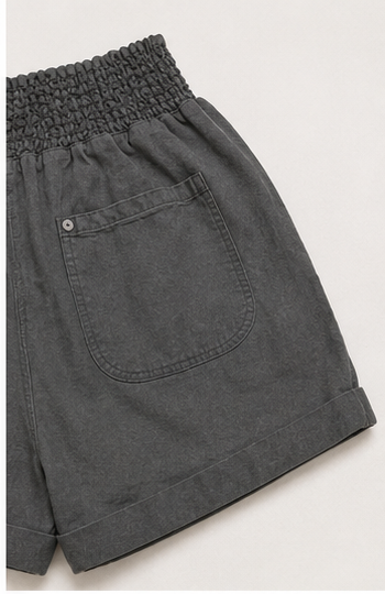 Short Casual Gris Oscuro con Cintura Ajustable