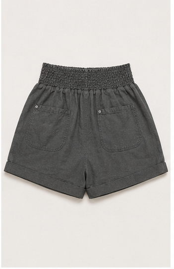 Short Casual Gris Oscuro con Cintura Ajustable