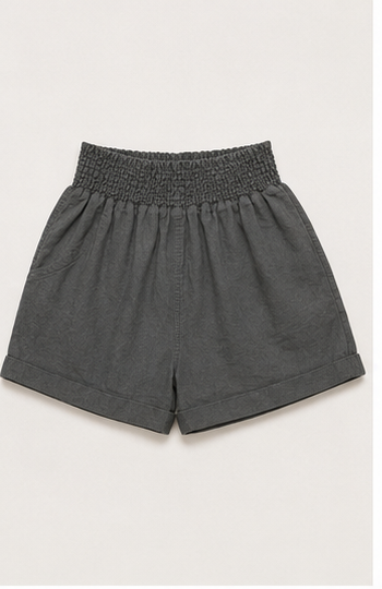 Short Casual Gris Oscuro con Cintura Ajustable