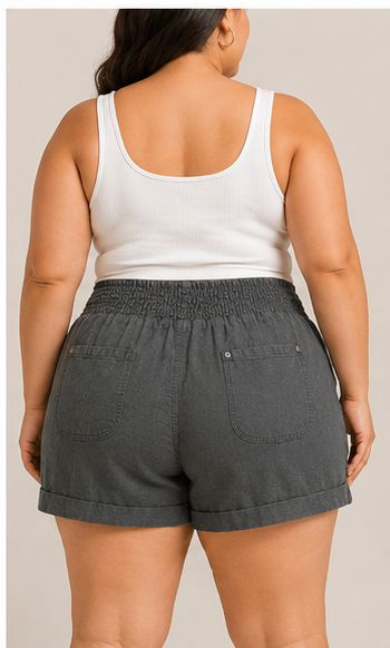 Short Casual Gris Oscuro con Cintura Ajustable