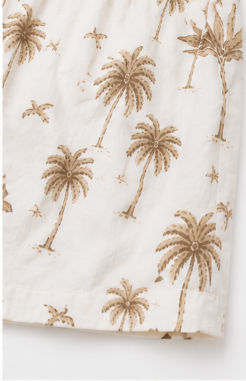 Short Estampado Tropical de Cintura Elástica