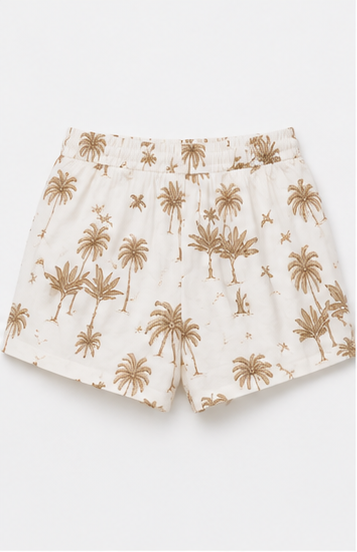 Short Estampado Tropical de Cintura Elástica