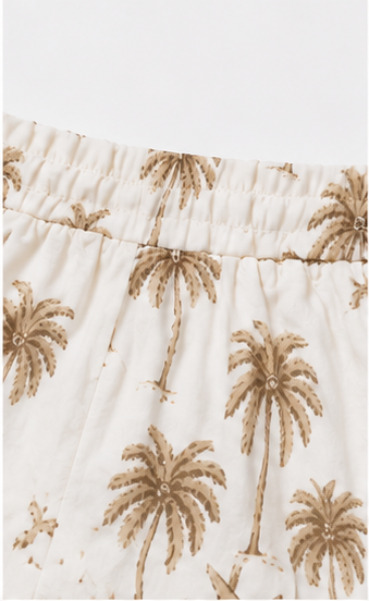 Short Estampado Tropical de Cintura Elástica