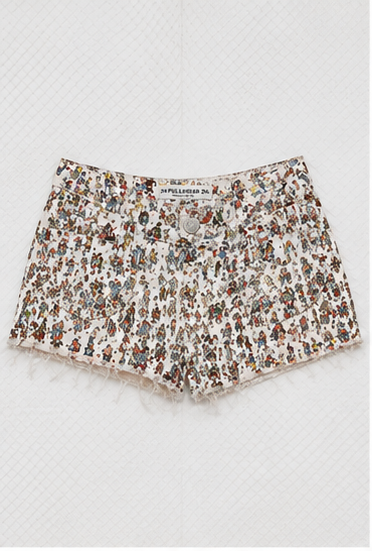 Short de mezclilla estampado