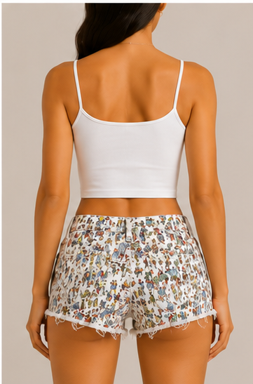 Short de mezclilla estampado
