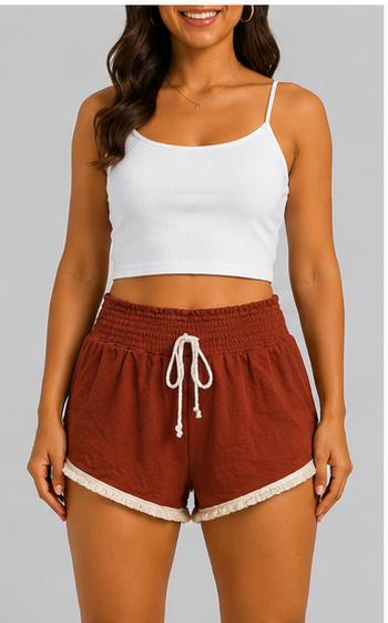 Short Casual con Cintura Elástica y Cordón – Terracota