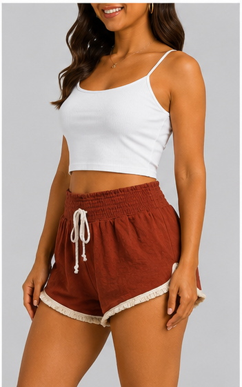 Short Casual con Cintura Elástica y Cordón – Terracota