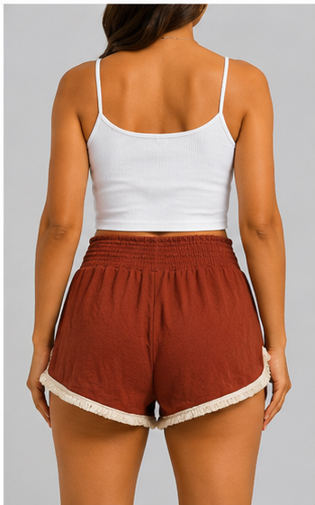 Short Casual con Cintura Elástica y Cordón – Terracota