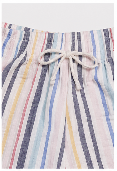 Short de Rayas Multicolor con Cintura Elástica y Cordón Ajustable