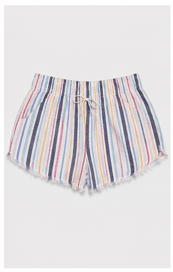 Short de Rayas Multicolor con Cintura Elástica y Cordón Ajustable