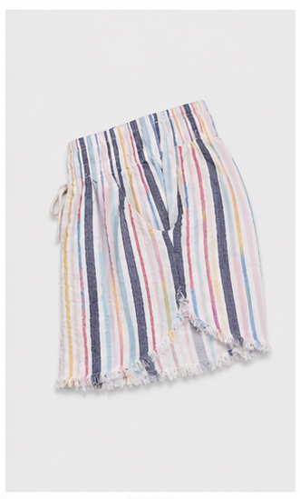 Short de Rayas Multicolor con Cintura Elástica y Cordón Ajustable