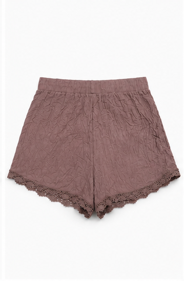 Short Texturizado con Encaje en Dobladillo – Color Mauve