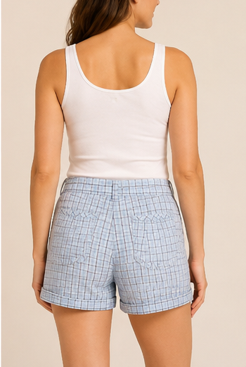 Short a Cuadros Azul Cielo