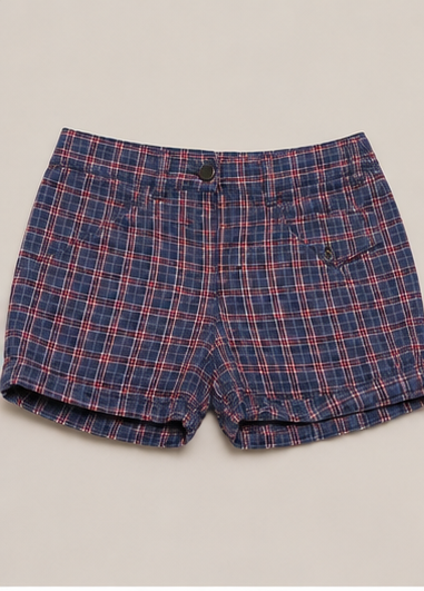 Short de Cuadros Azul para Mujer