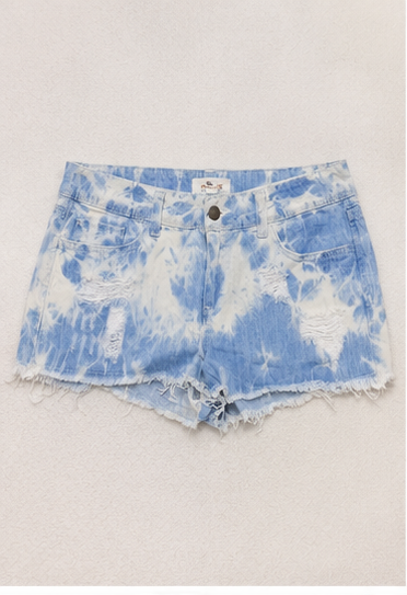 Short de Mezclilla Tie-Dye de Tiro Alto