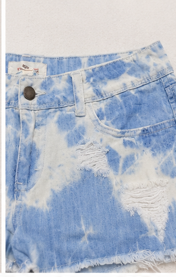 Short de Mezclilla Tie-Dye de Tiro Alto