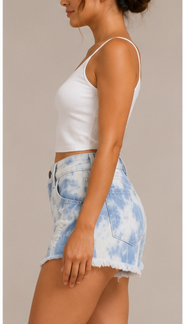 Short de Mezclilla Tie-Dye de Tiro Alto