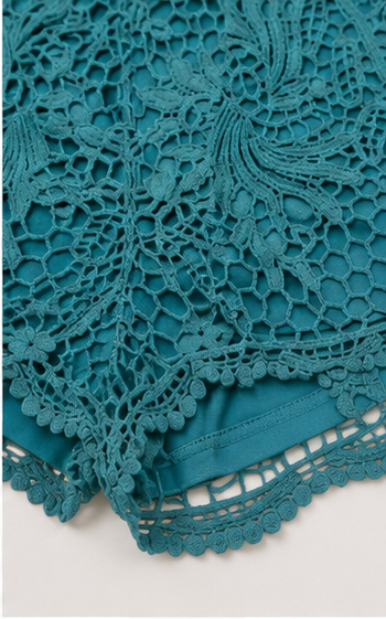 Short de Encaje Turquesa de Pretina Alta