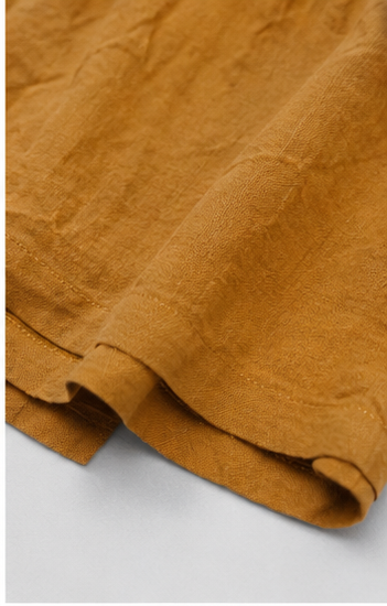 Short de Lino de Tiro Alto con Cintura Elástica Camel