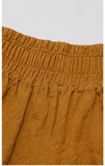 Short de Lino de Tiro Alto con Cintura Elástica Camel