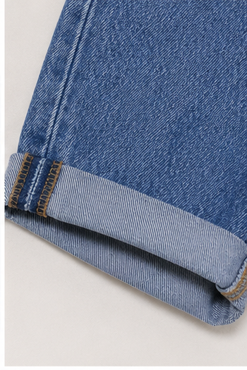 Short de Mezclilla Azul de Tiro Alto con Dobladillo